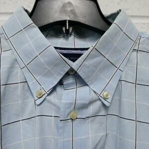 Tommy Hilfiger men's XL short sleeve blue window pane shirt Top‎ men's